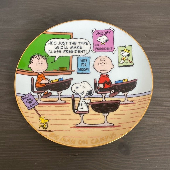 Peanuts Magical Moments Danbury Mint Big Man On Campus Plate 8" Retired 2006 - Picture 1 of 7